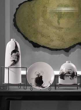 极速新品新中式摆件o装饰盘客厅斗柜门厅玄关柜家俱软装饰品陶瓷