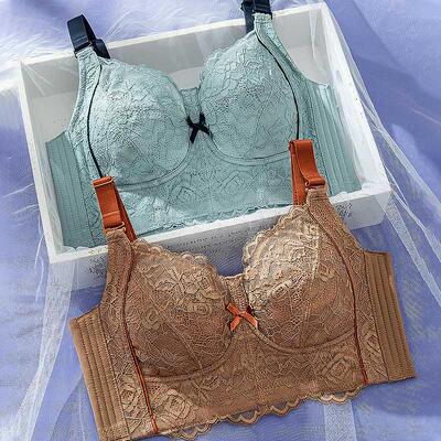 新品芬诗内防衣超薄大姣胸显小大尺码蕾G丝文收副乳下垂香姿千193