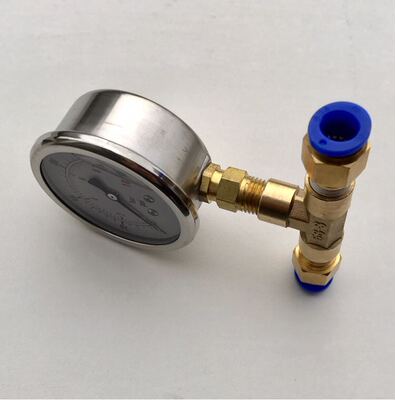 极速10bar h150psi 1mpa 68MM 耐震压力表 加铜三通 加pu管快插接