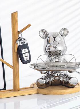 极速暴力熊托盘入户门口玄关钥匙收纳G摆件客厅鞋柜装饰品轻奢北