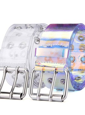 极速2021 Two Row PVC Clear Belt FDor Women Fashion Pin Buckl