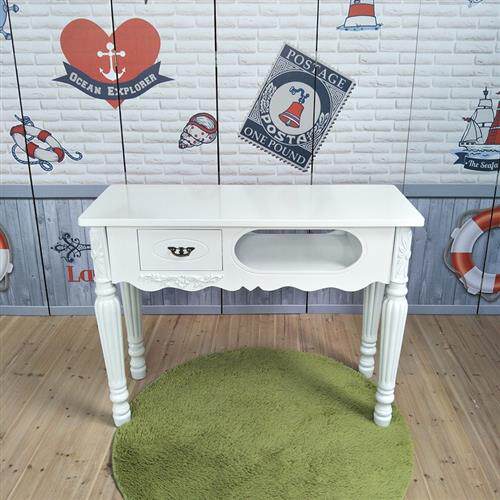 新品。桌c椅套装日式简约卓子白色复古小型组合实木美甲桌欧式双