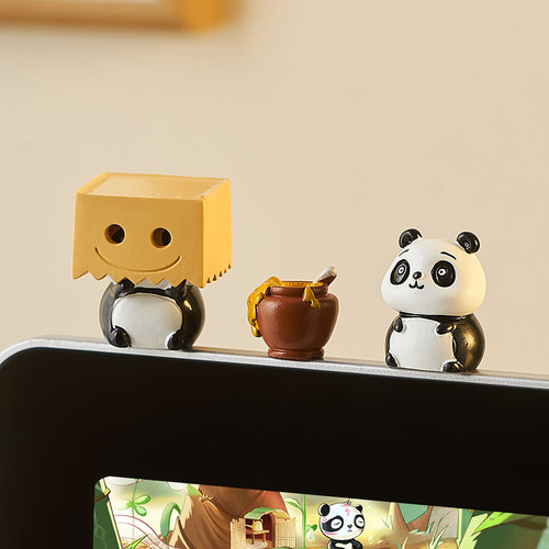 极速办公室女生工位电q脑上屏幕边缘解压装饰桌面趴趴小摆件饰品