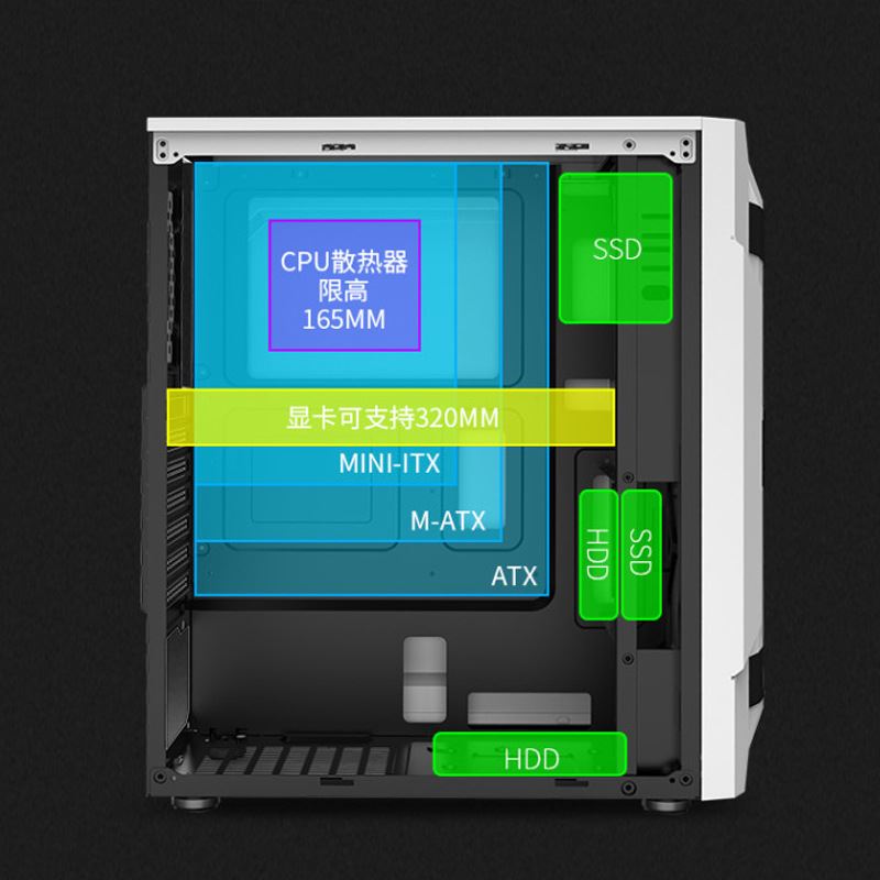 极速。泰坦游戏办透公电q脑机箱 台式个性绷带铁网电竞侧ATX主机