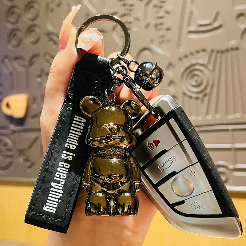 极速可爱领结熊钥匙扣精致女情z侣款一对挂件小饰品汽车钥匙链书