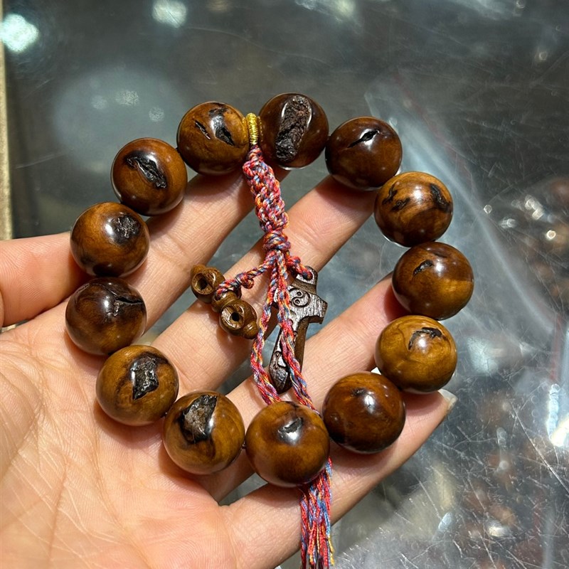 直销天然雷击枣木手串18mm男女单圈全雷痕款佛珠桃木剑手链配饰