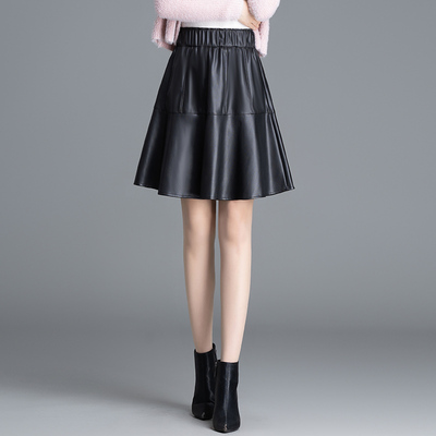 皮裙半身裙女2024o新款秋冬季高腰显瘦短裙百褶裙pu皮小个子a字裙