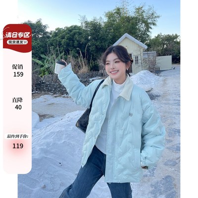 大码冬装女装美式加厚棉服韩系氛围感穿搭胖mm宽松独特超好看外套