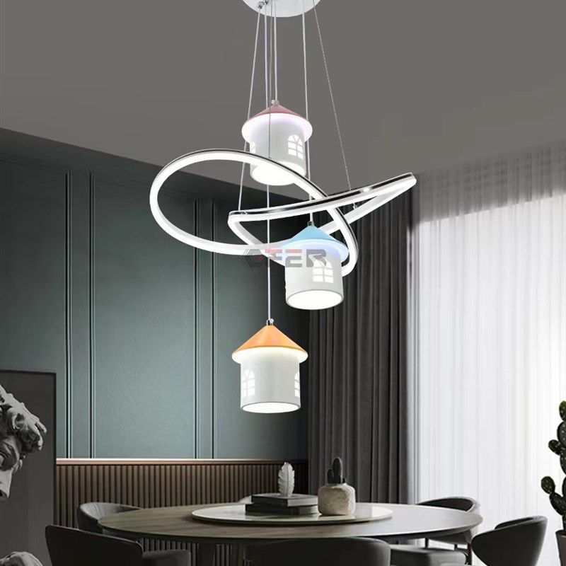 网红新款小房子吊顶灯创意餐厅灯商铺吊灯现代简约家庭餐厅儿童灯