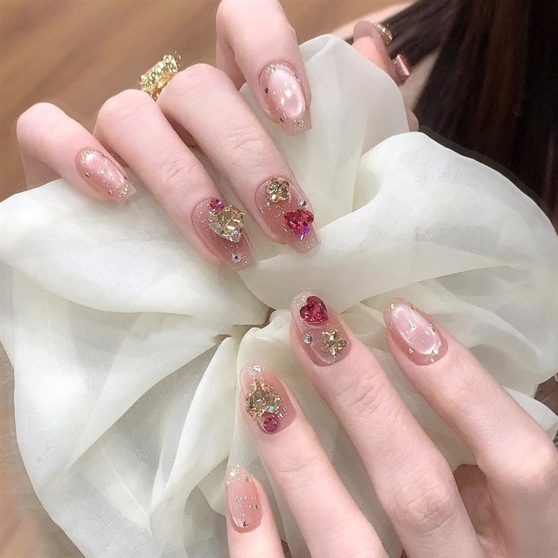 新品手工定制成品假指甲光疗穿戴甲玫瑰桃心千金美甲孕妇新娘显白