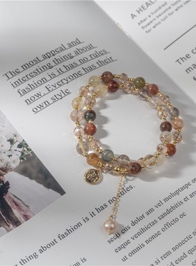 十里间【高货发晶双层手链/项链】天然水晶矿石甜美小清新手串