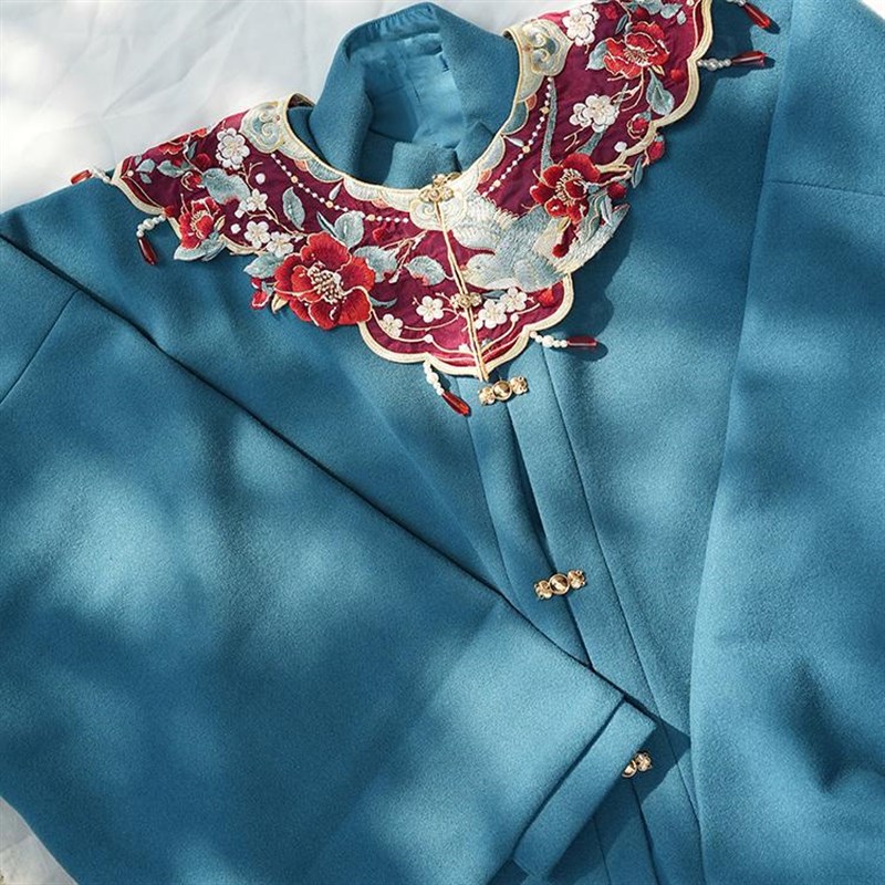 黎落阁云肩明制学士服新中式汉服云肩红色舞蹈服国风披肩改良旗袍