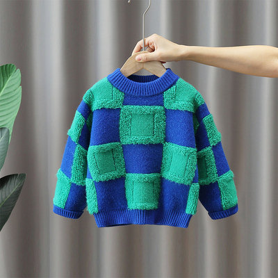 儿童毛加绒衣男童冬装毛线衣男孩上衣F小童秋冬针织衫男宝宝打底