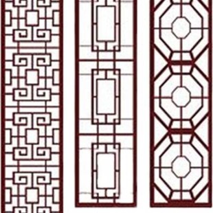 定制铝合金花格门窗装饰仿古木纹中式铝窗花庭院玄关复古雕刻屏风