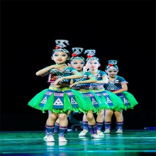 儿童铃呦灵演出服踩花山舞蹈服瑶山彩云飞壮族P瑶族苗族踩茶小阿