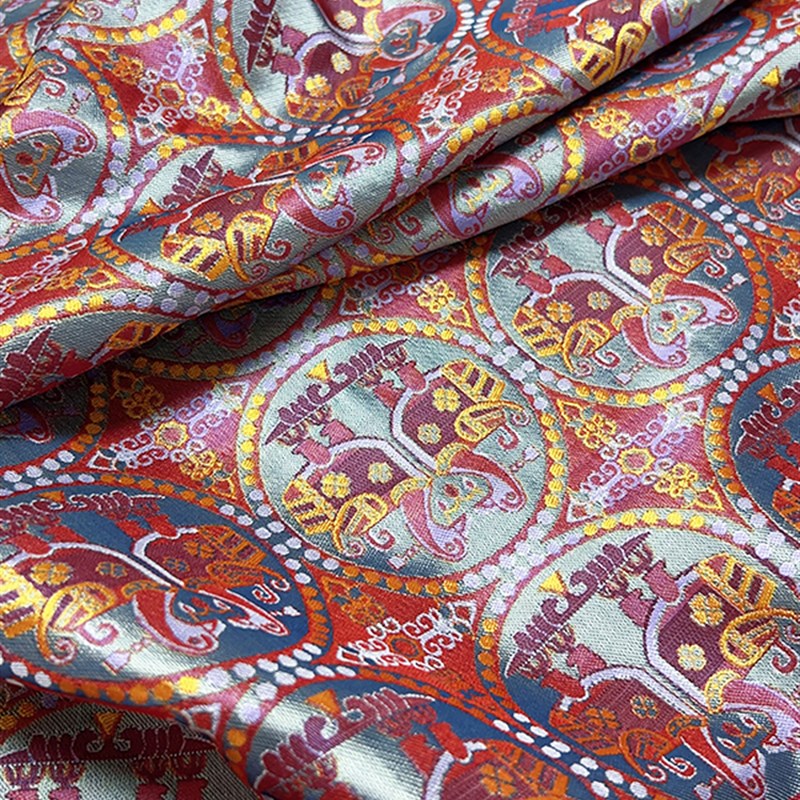 鸟纹锦提花面料中式唐装旗袍汉代包装服装面料新宋锦