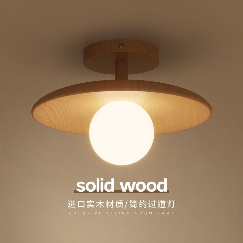 索燕简约个性北欧原木风吸顶灯过道灯阳台灯走廊玄关灯木质日式灯