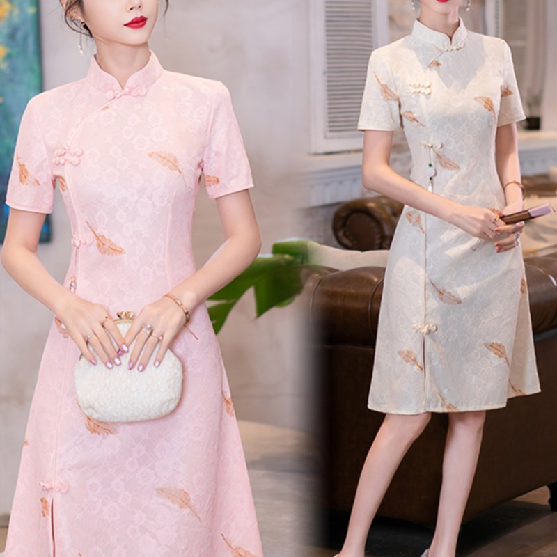 年轻妈妈户外大码护理服,产后时尚民族风旗袍,夏季修身护理服