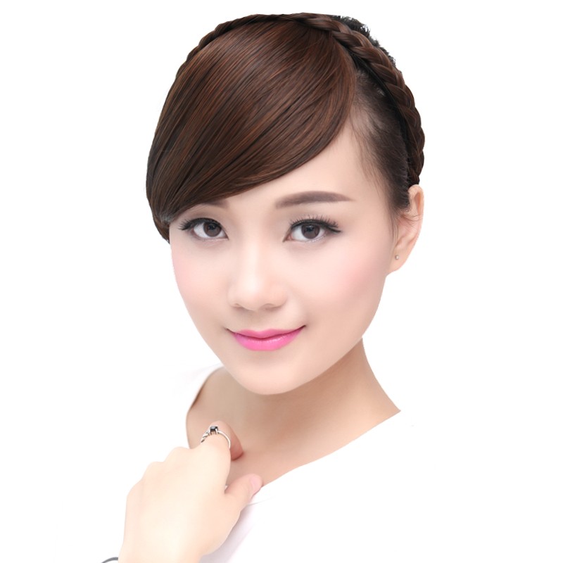 假发女假刘海斜刘海带发箍麻花辫子刘海假发片头帘发卡假留流海