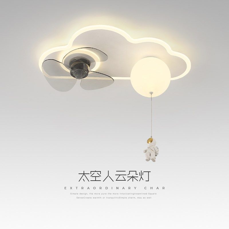 现代简约儿童房间吸顶灯网红新款温馨餐厅静音变频书房卧室风扇灯
