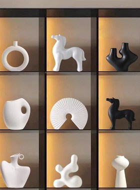 厂促现代简约软装家高级感酒柜装轻饰摆件高档奢客厅小众抽品象艺