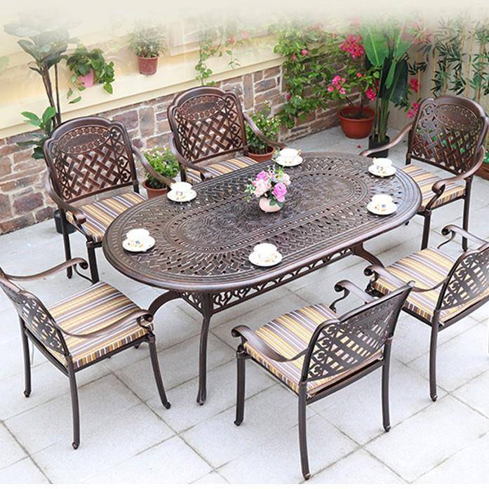 厂家室外长台桌子天室花外阳台院园ZF6122T+露户外铸铝桌庭椅