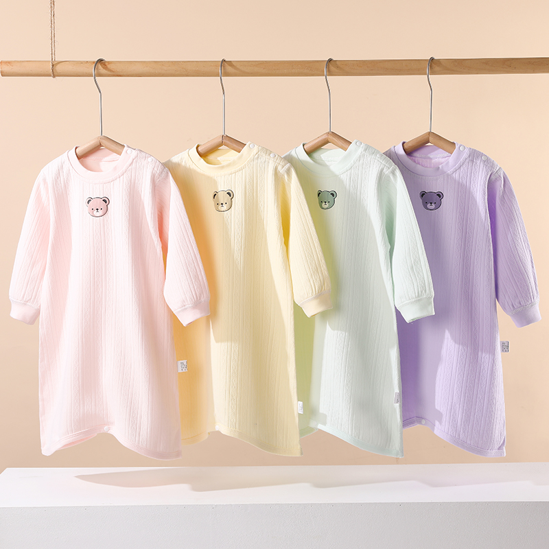 婴儿睡衣春秋睡袍宝宝衣服四季防踢护肚睡袋纯棉空调W服家居连体