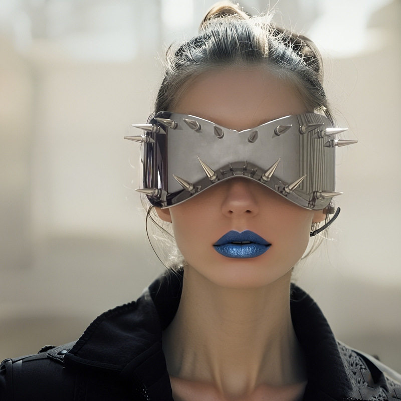 大框面具铆钉科技欧美骑行太阳镜个性DIY朋克街拍派对潮流眼镜