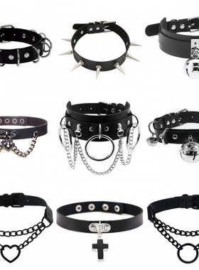 摇滚朋克项链铆钉项圈PU皮女颈带choker脖子颈链锁骨链哥特饰品