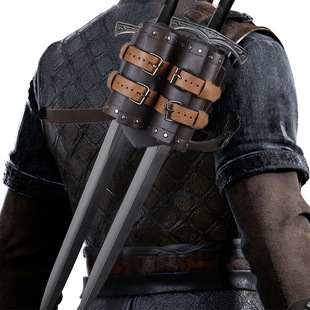 剑套户外击剑双剑鞘绑带可调节PU皮质刀鞘皮革双背剑鞘中世纪