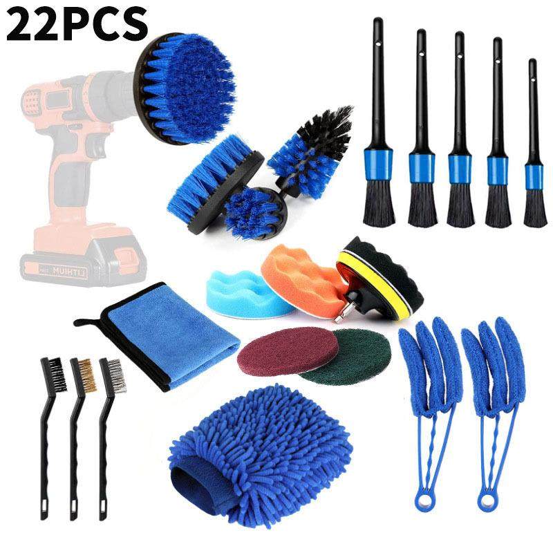 跨境热卖汽车电钻清洁轮毂轮胎刷22件套缝隙清洁刷打蜡海绵洗车刷,玩具/童车/益智/积木/模型,毛绒/玩偶/公仔/布艺类玩具,淘宝优惠券,粉丝福利购,淘宝优惠卷