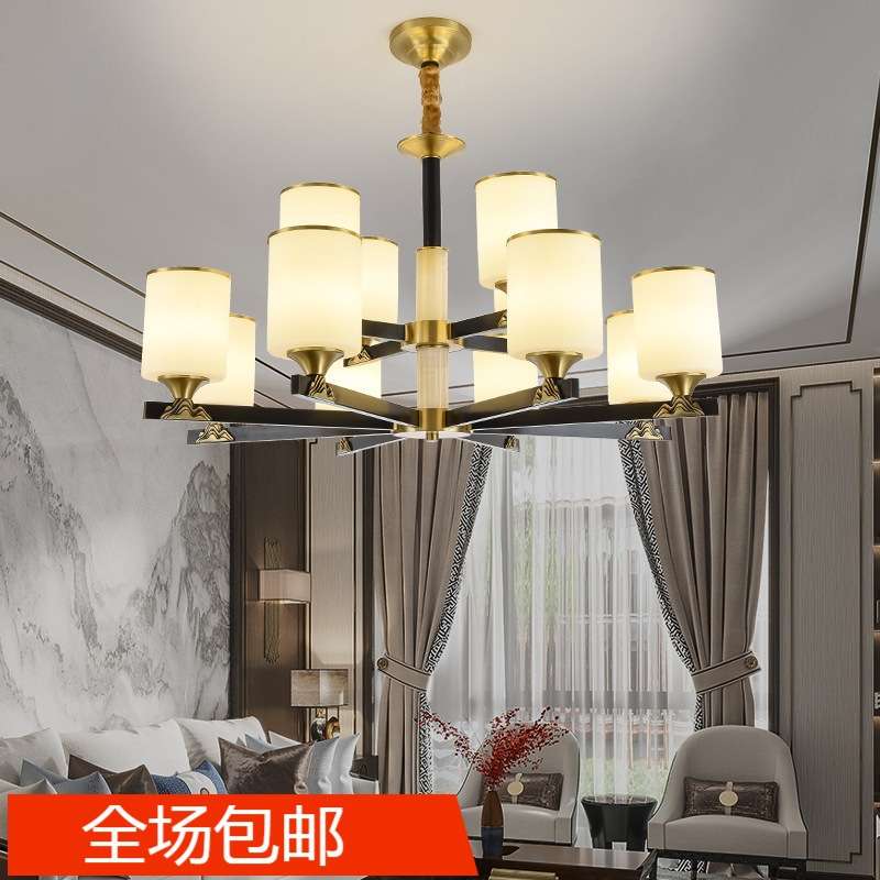 艺术新中式吊灯客厅灯全铜现代中国风高档别墅卧室餐厅灯复古吊灯