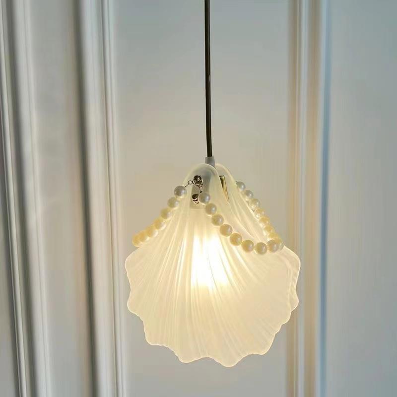 法式卧室床头吊灯复古水晶玻璃餐厅小吊灯羽毛单头吊线玄关过道灯