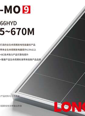 隆基HI-MO 9 BC太阳能光伏板635-670Wp发电板大功率双面双玻