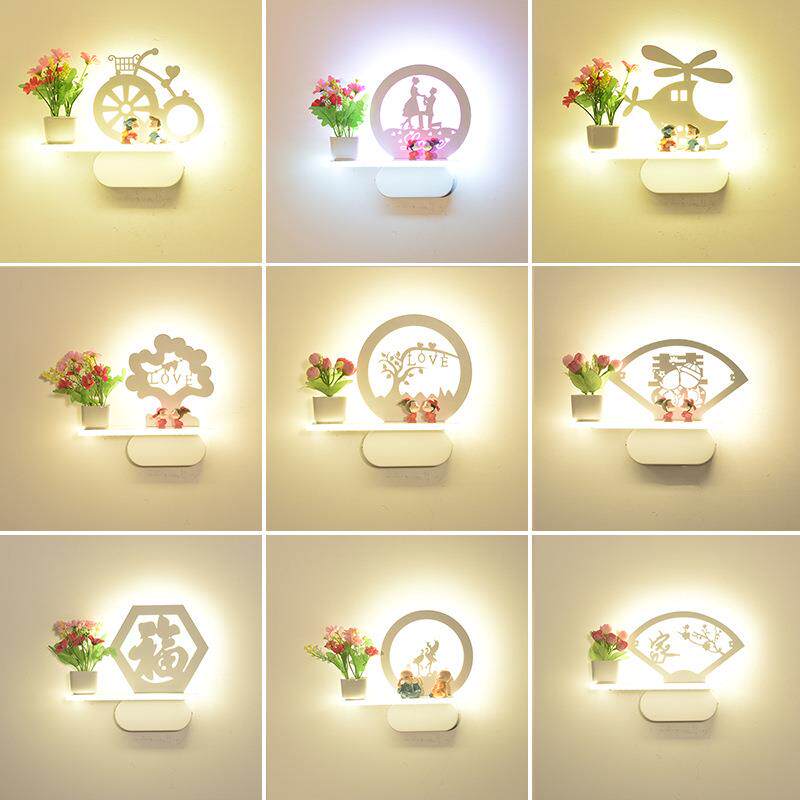 LED现代简约卧室床头壁灯亚克力个性创意客厅墙壁灯儿童房灯具