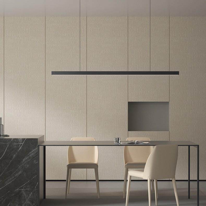 现代简约餐厅灯吊灯一字灯长条铁艺办公茶室书房可调节高度