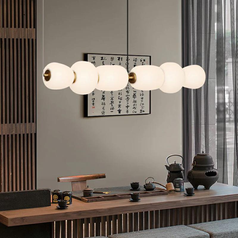 现代简约餐厅长条玻璃吊灯设计师创意新款北欧日式吧台茶桌书房灯