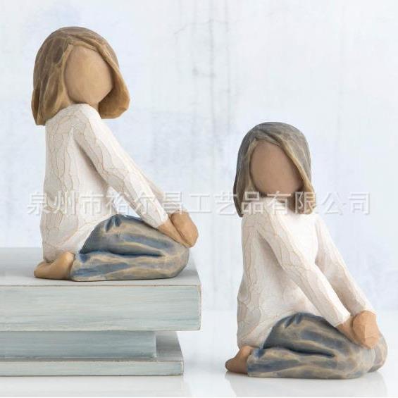 Willow Tree Joyful Child树脂女孩天使与狗摆件家居工艺品桌面雕