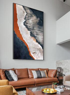 橙色抽象大尺寸装饰画极简风沙发背景挂画玄关走廊卧室样板房壁画