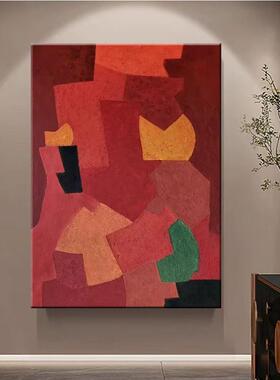 手工油画红色抽象画客厅玄关装饰画立体肌理艺术高端别墅酒店壁画