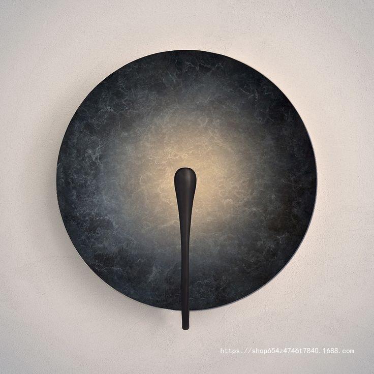 设计师艺术现代简约做旧款圆形不锈钢客厅个性创意书房装饰壁灯