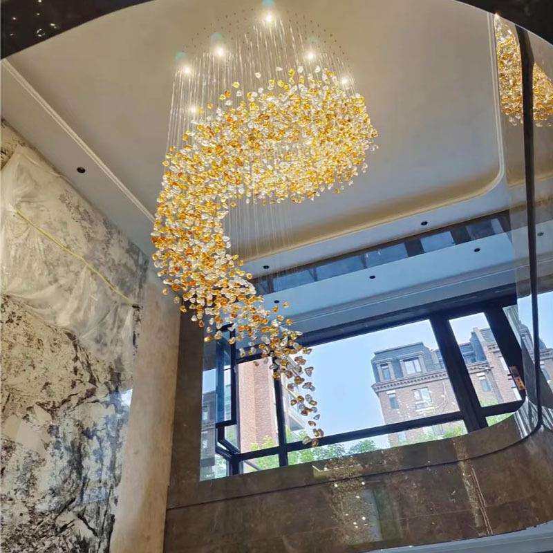 售楼部沙盘灯琉璃石头造型酒店大堂灯店铺商用装饰工程楼梯长吊灯