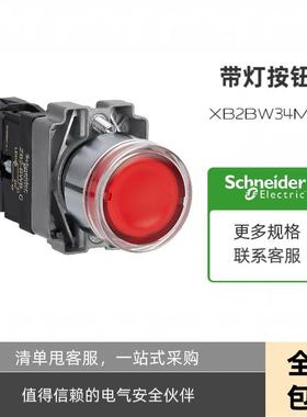XB2BW34M1C平头平头带灯按钮开关 红色 常开复位1NO/XB2BW34B1C
