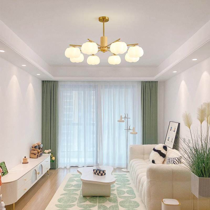 枝形吊灯客厅吊灯奶油原木风灯具现代简约卧室餐厅法式云朵棉花灯