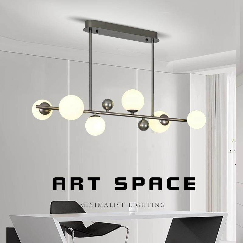 北欧客厅魔豆玻璃分子灯大厅圆圈圆环设计师灯饰餐厅长条个性吊灯