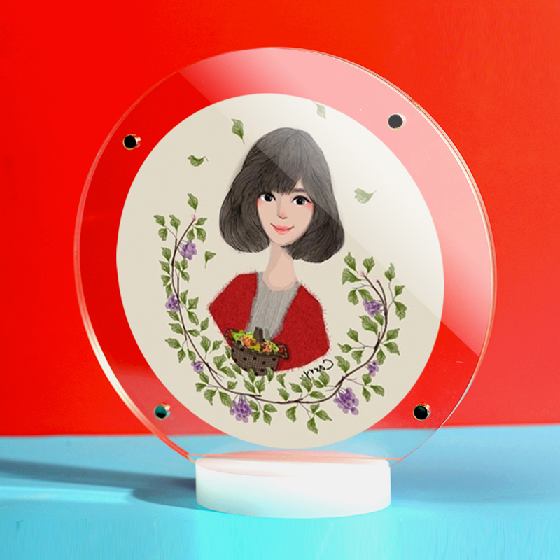 相框透明亚克力磁吸双面剪纸工艺品展示椭圆形摆件洗照片做成摆台