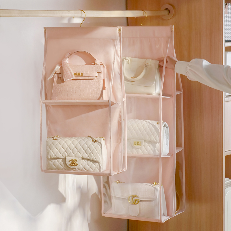 包包收纳神器衣柜宿舍放包包置物架悬挂家用双面挂包整理门上挂袋