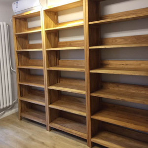 简约落地书架橡木置物架老榆木儿童书柜全实木多层学生储物架北京