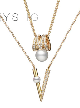 迪丽热巴同款耳环 M珍珠锁骨链女V字轻奢小众设计百搭气质时尚