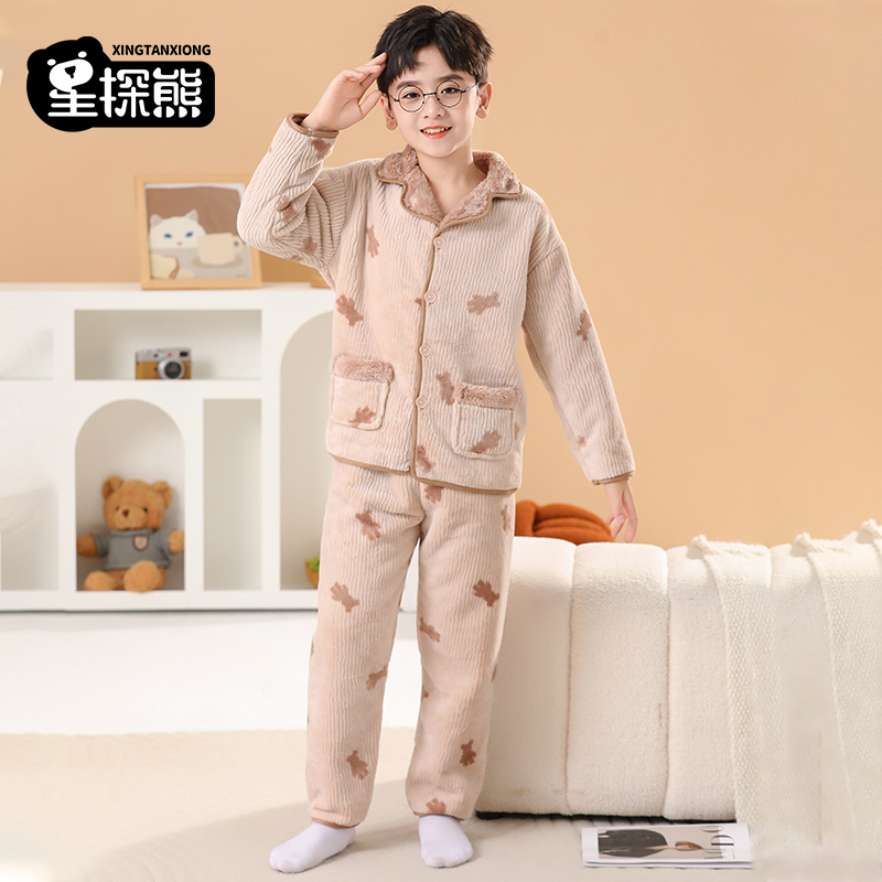 冬季加厚新款法兰绒家居服睡衣